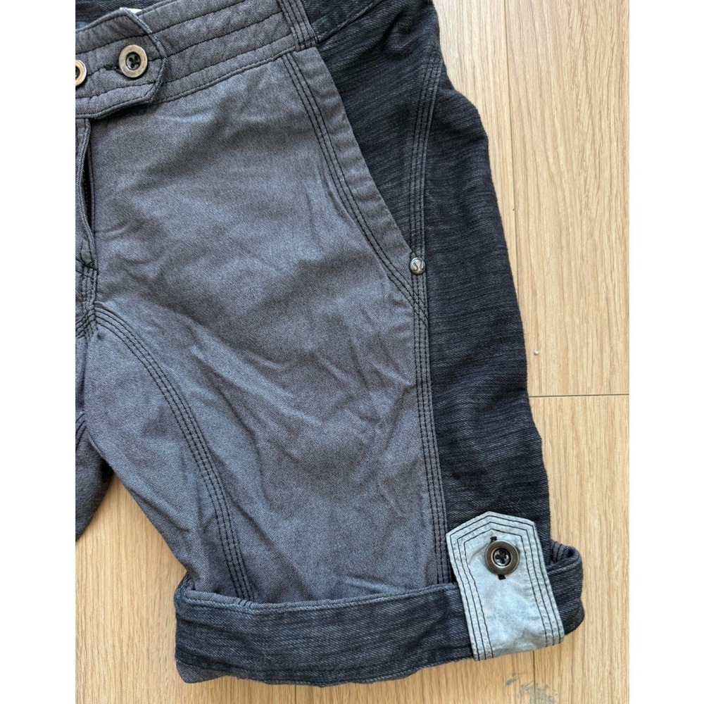 Lululemon Athletica Ride On Bermuda Short Pockets Roll Tab Black Gray Women - Picture 4 of 5